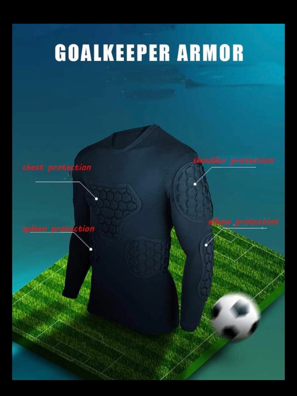 Men Padded Protective Gear Rib Protector Sports Sz 2 M Black Soccer Football